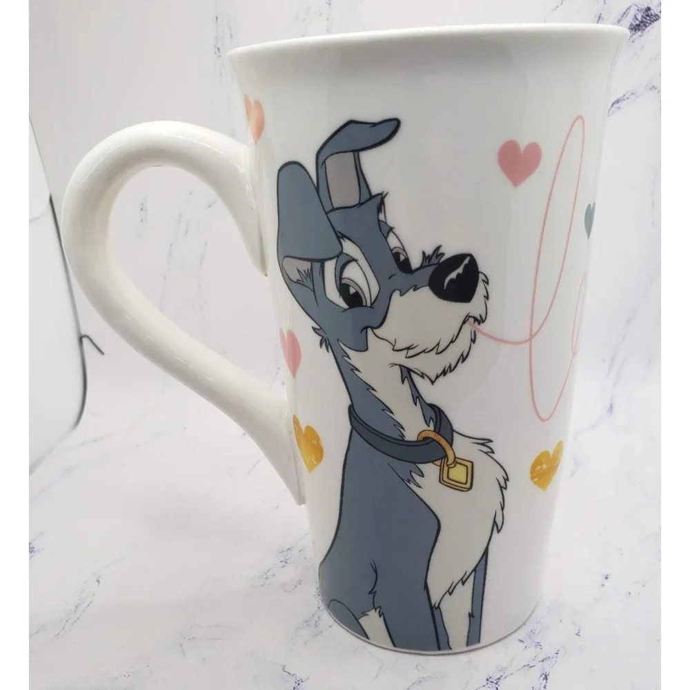 Lady and the Tramp White Love and Hearts Disney Tall 6 Inch Coffee Mug